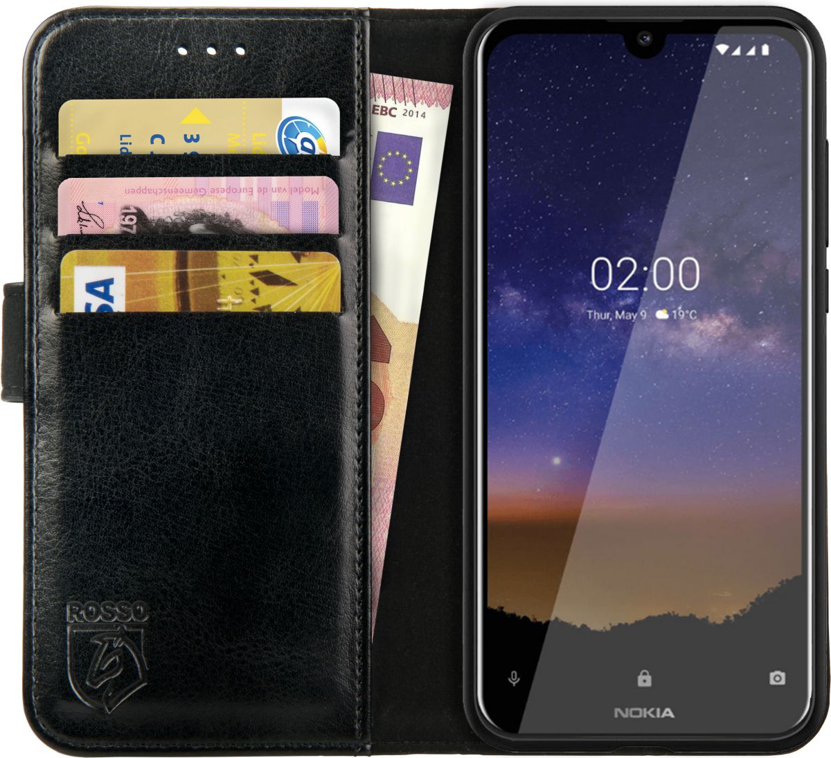 Rosso Element Nokia 2.2 Hoesje Book Cover Zwart afbeelding 1
