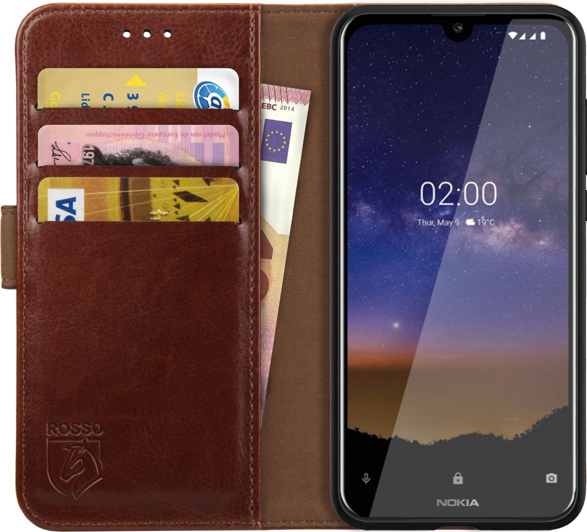 Rosso Element Nokia 2.2 Hoesje Book Cover Bruin afbeelding 1