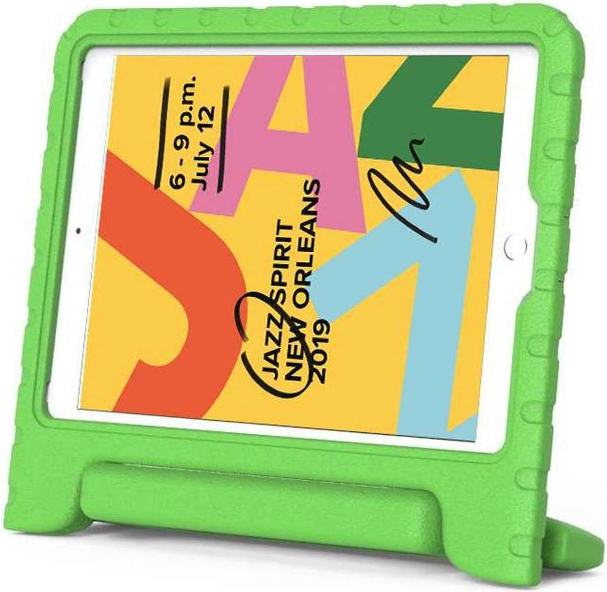 iPad 10.2 2019 / 2020 / 2021 Kinder Tablethoes met Handvat Groen afbeelding 2