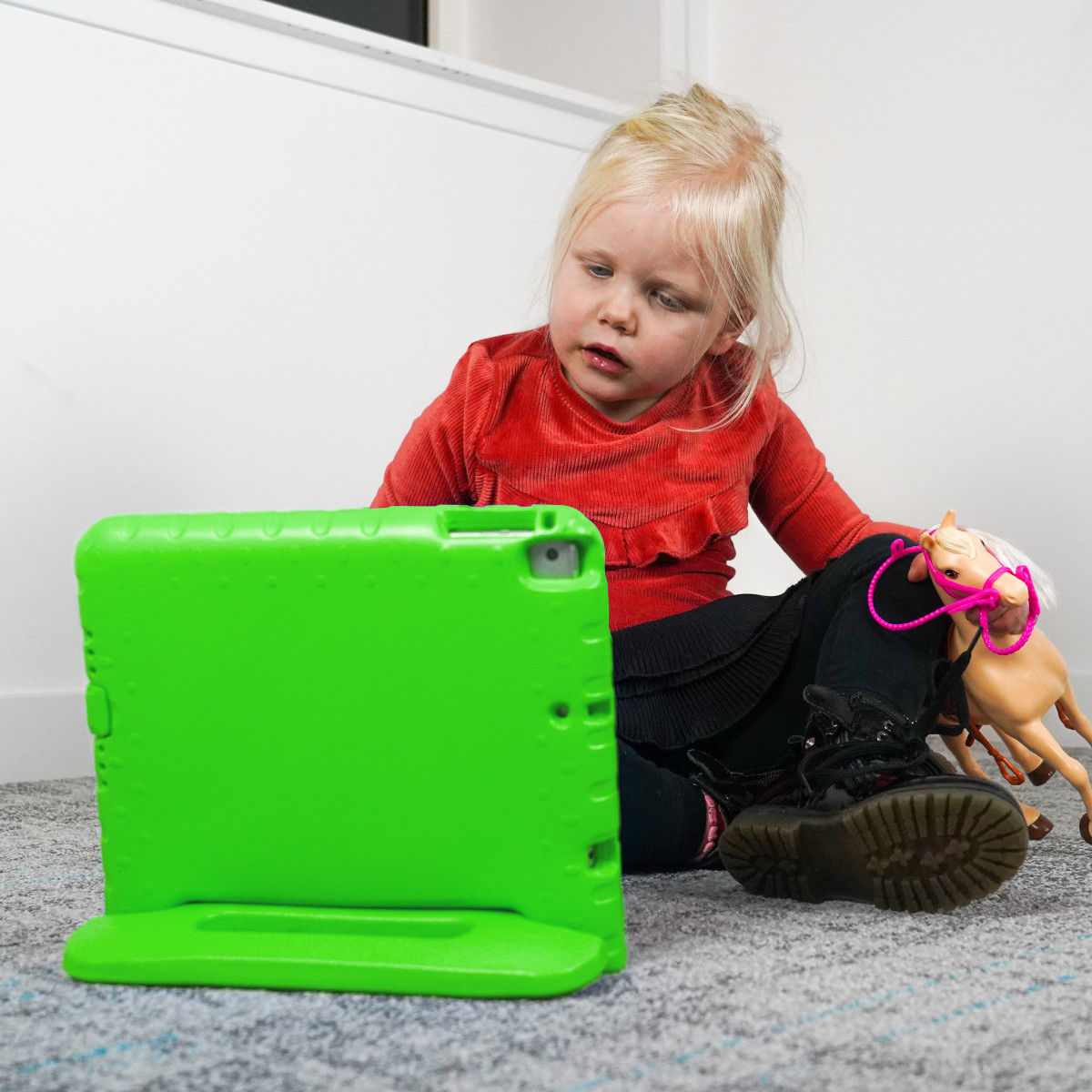 iPad 10.2 2019 / 2020 / 2021 Kinder Tablethoes met Handvat Groen afbeelding 4