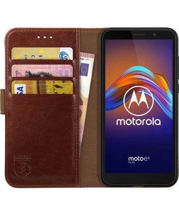 Rosso Element Motorola Moto E6 Play Hoesje Book Cover Bruin Hoesjes