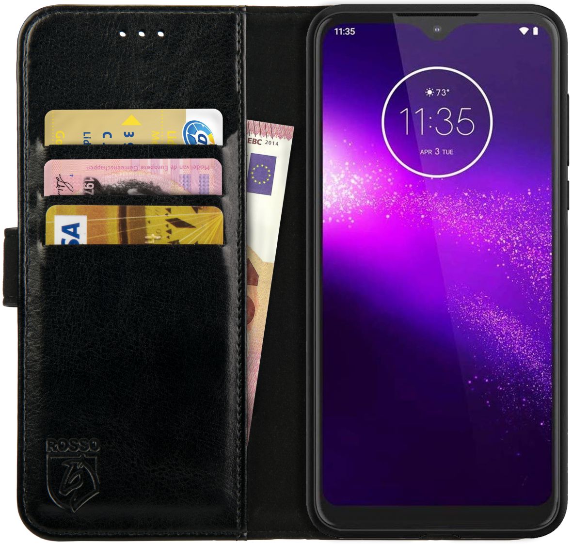 Rosso Element Motorola One Macro Hoesje Book Cover Zwart afbeelding 1