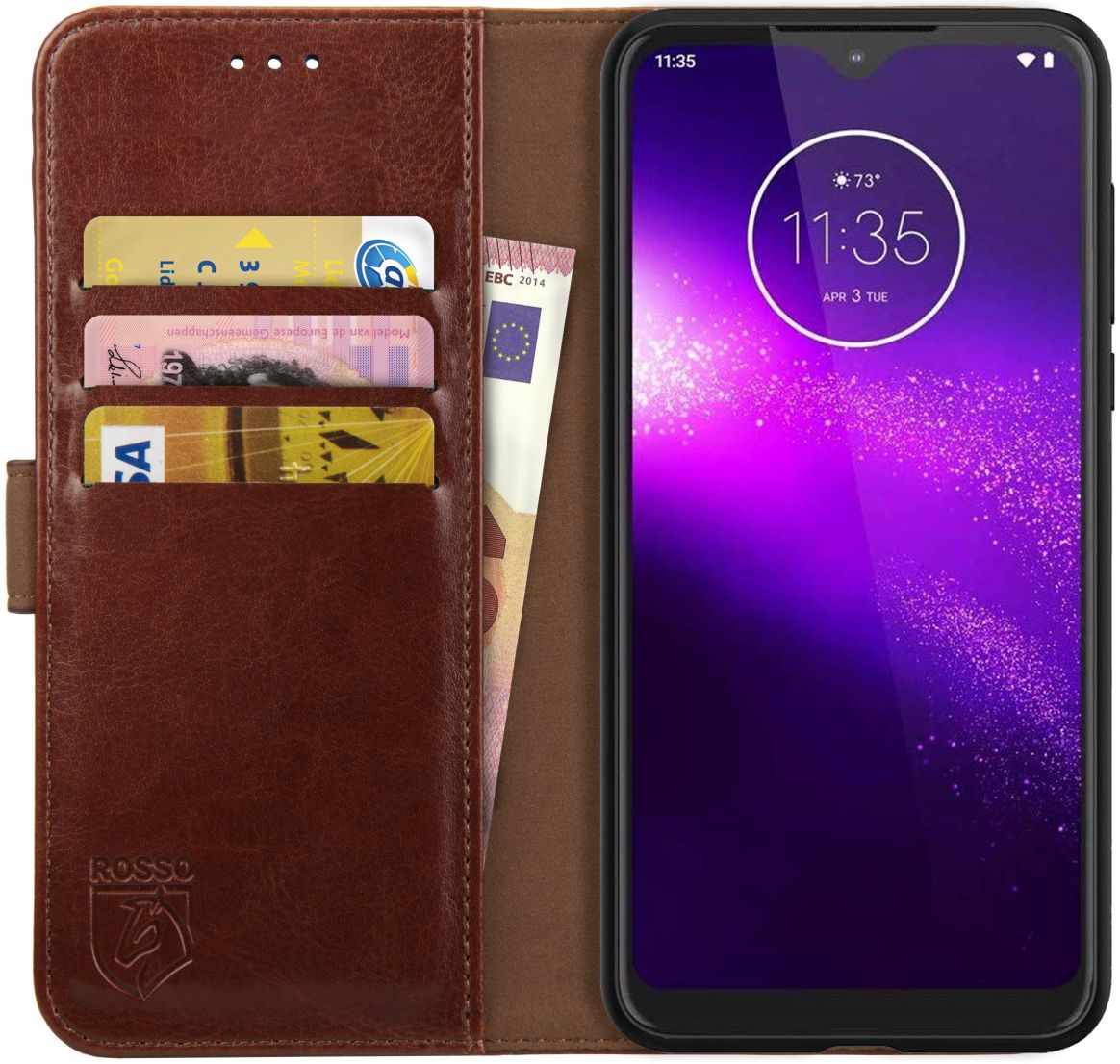Rosso Element Motorola One Macro Hoesje Book Cover Bruin afbeelding 1
