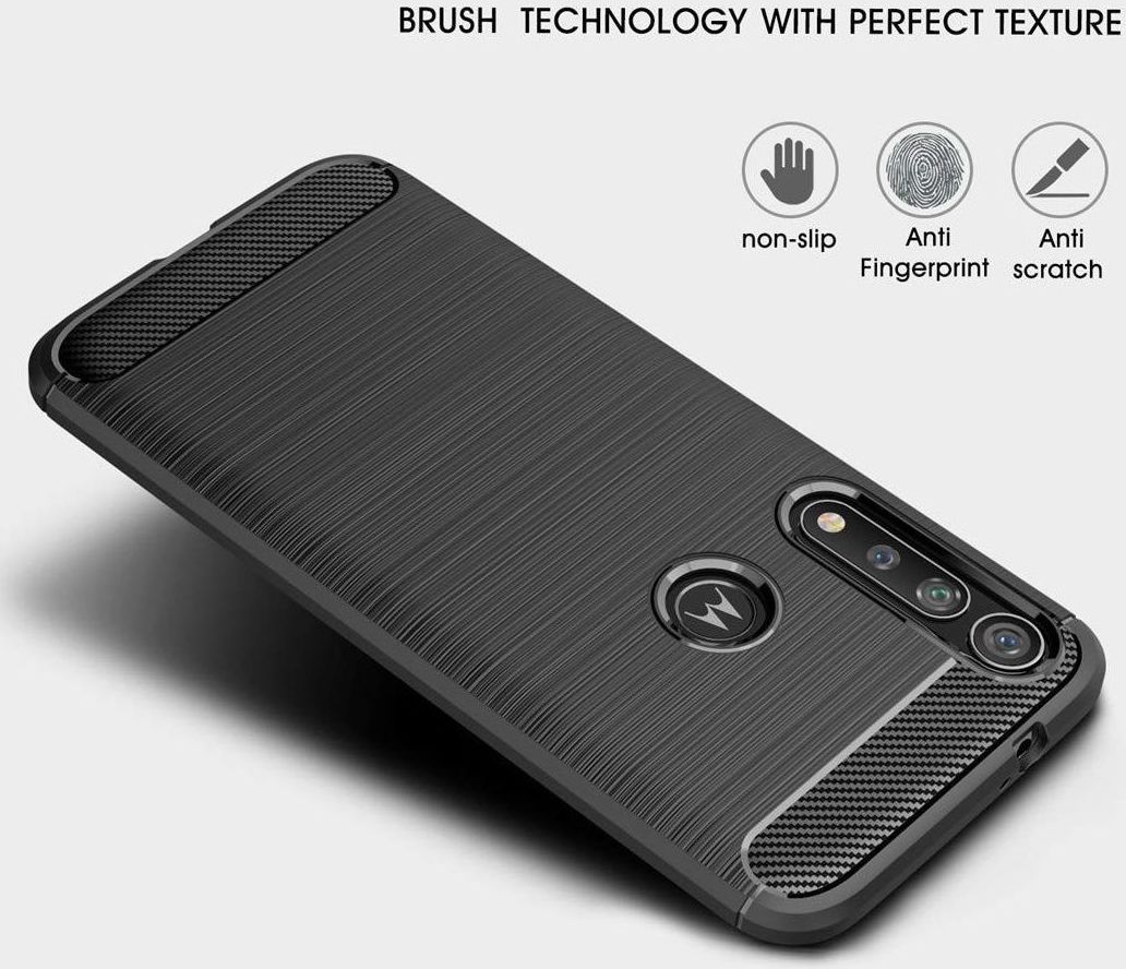 Motorola Moto G8 Plus Geborsteld TPU Hoesje Zwart afbeelding 2