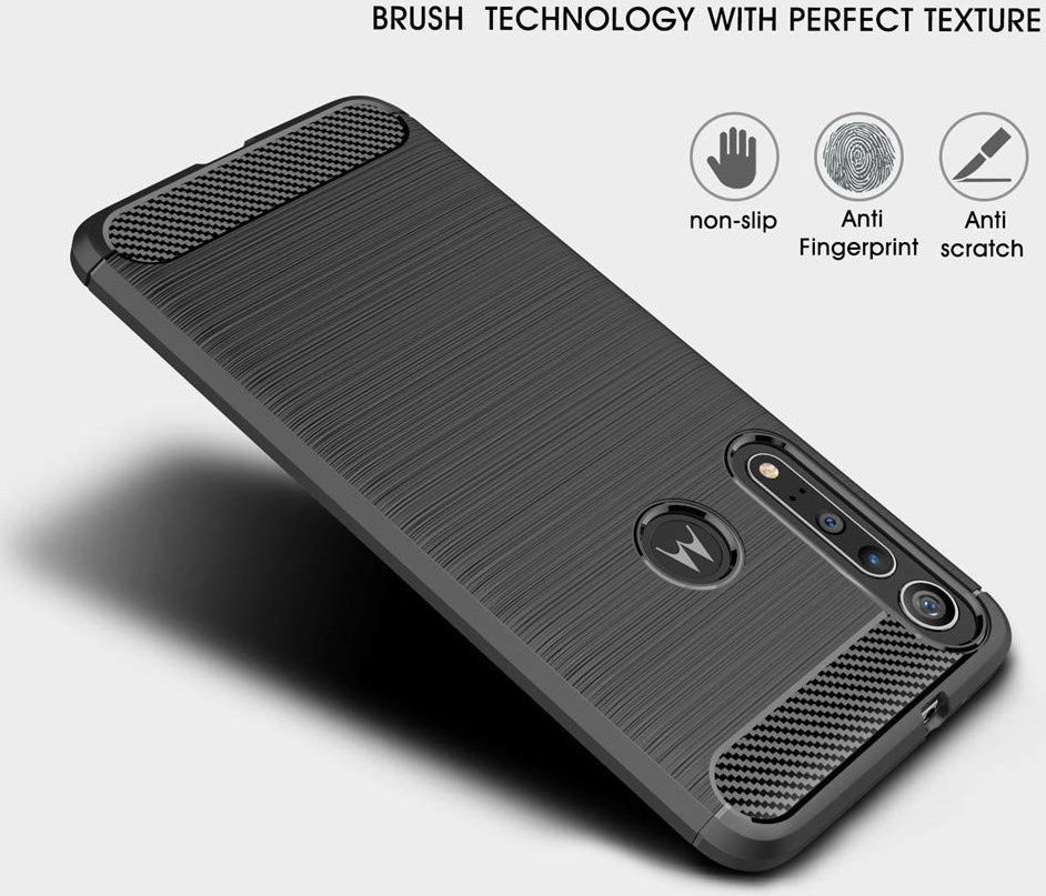 Motorola One Macro Geborsteld TPU Hoesje Zwart afbeelding 2