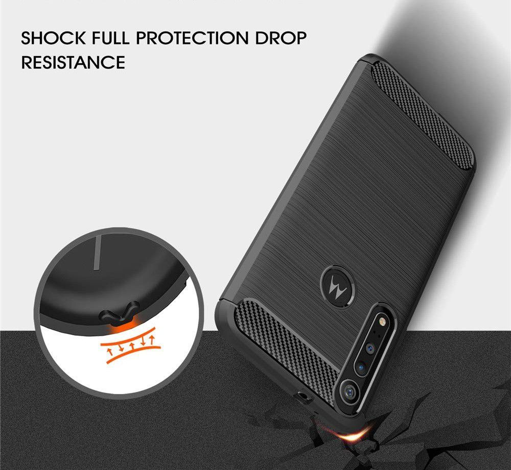 Motorola One Macro Geborsteld TPU Hoesje Zwart afbeelding 5