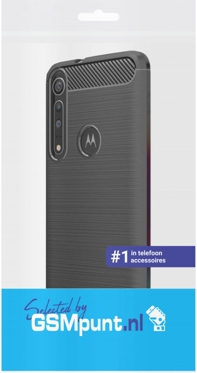 Motorola One Macro Geborsteld TPU Hoesje Zwart afbeelding 4