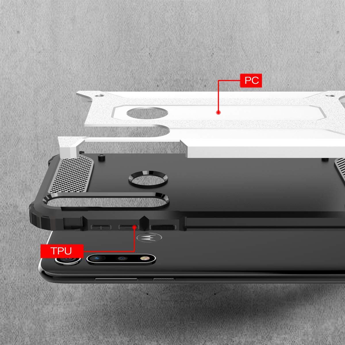 Motorola One Macro Hybride Hoesje Zwart afbeelding 4