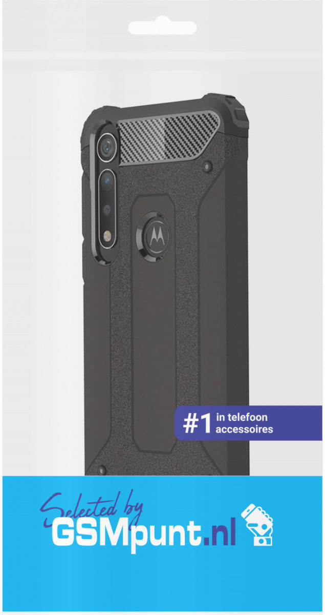 Motorola One Macro Hybride Hoesje Zwart afbeelding 2