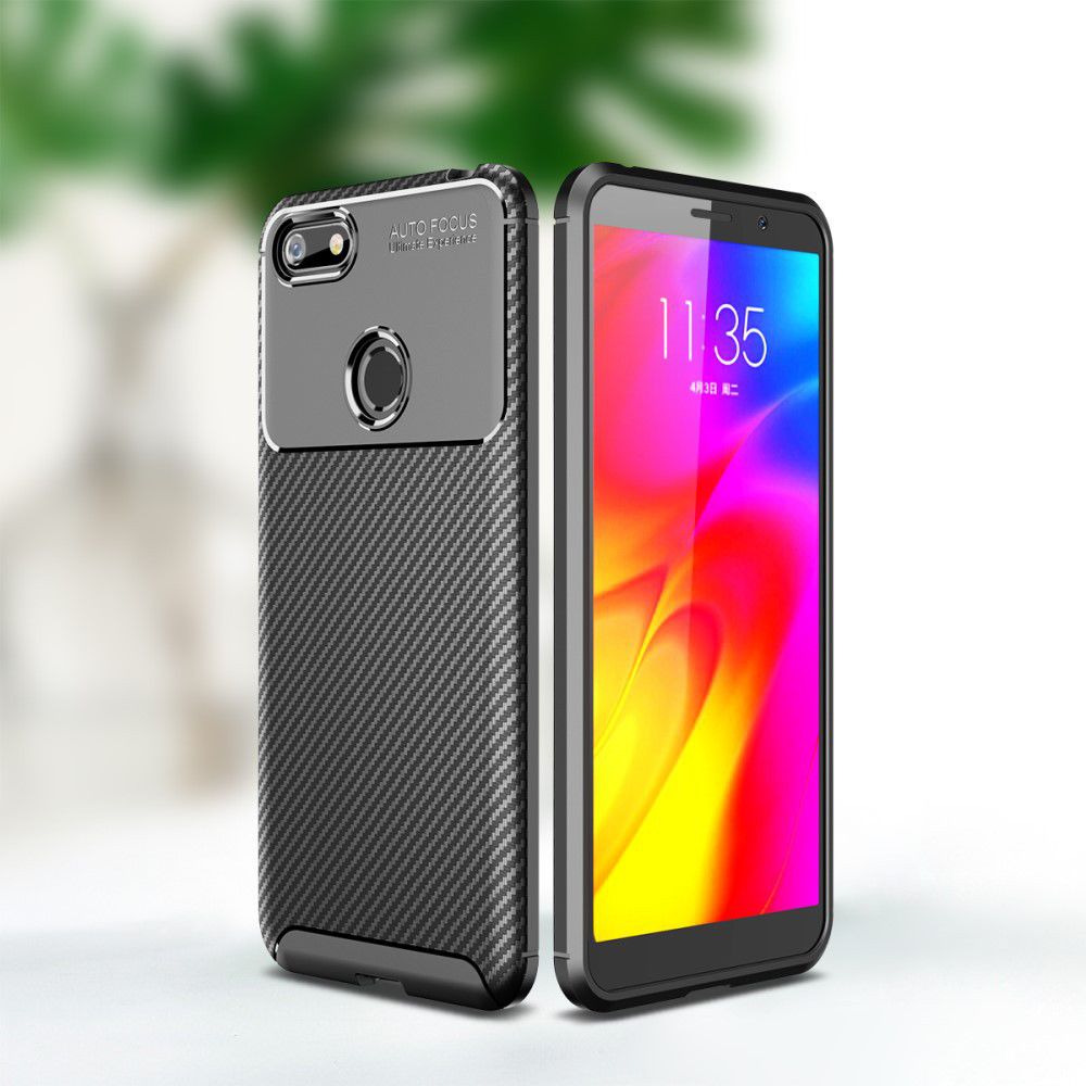 Motorola Moto E6 Play Siliconen Carbon Hoesje Zwart afbeelding 1