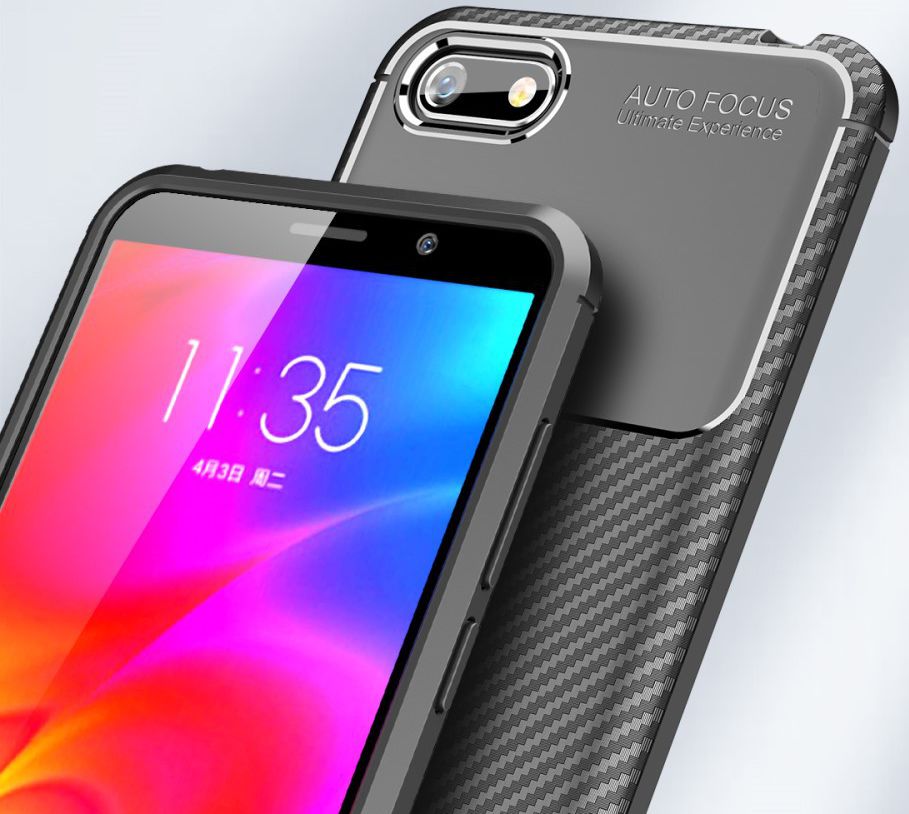 Motorola Moto E6 Play Siliconen Carbon Hoesje Zwart afbeelding 6