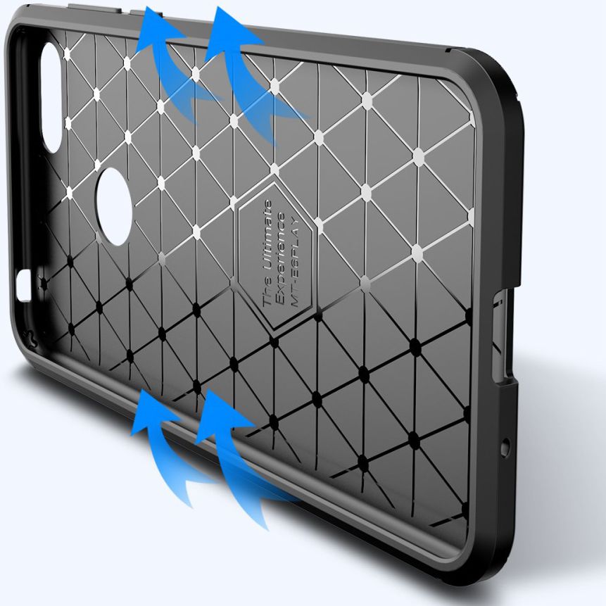 Motorola Moto E6 Play Siliconen Carbon Hoesje Zwart afbeelding 7