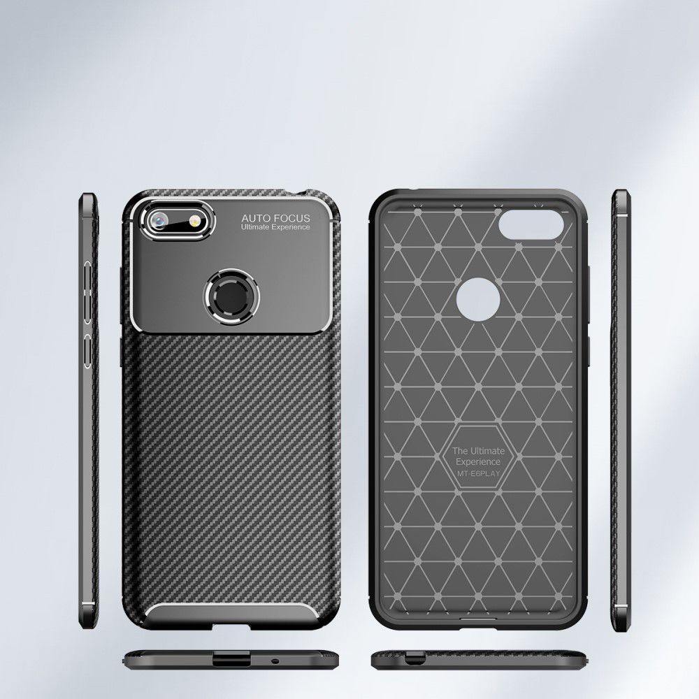 Motorola Moto E6 Play Siliconen Carbon Hoesje Zwart afbeelding 8