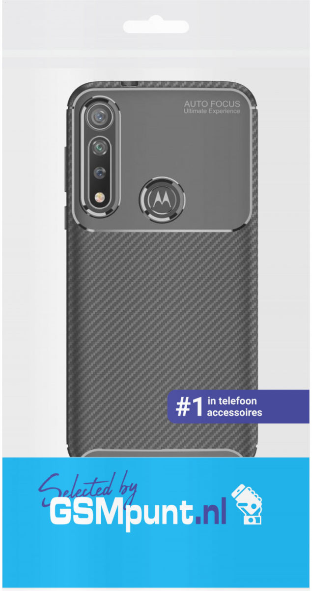 Motorola Moto G8 Plus Siliconen Carbon Hoesje Zwart afbeelding 2