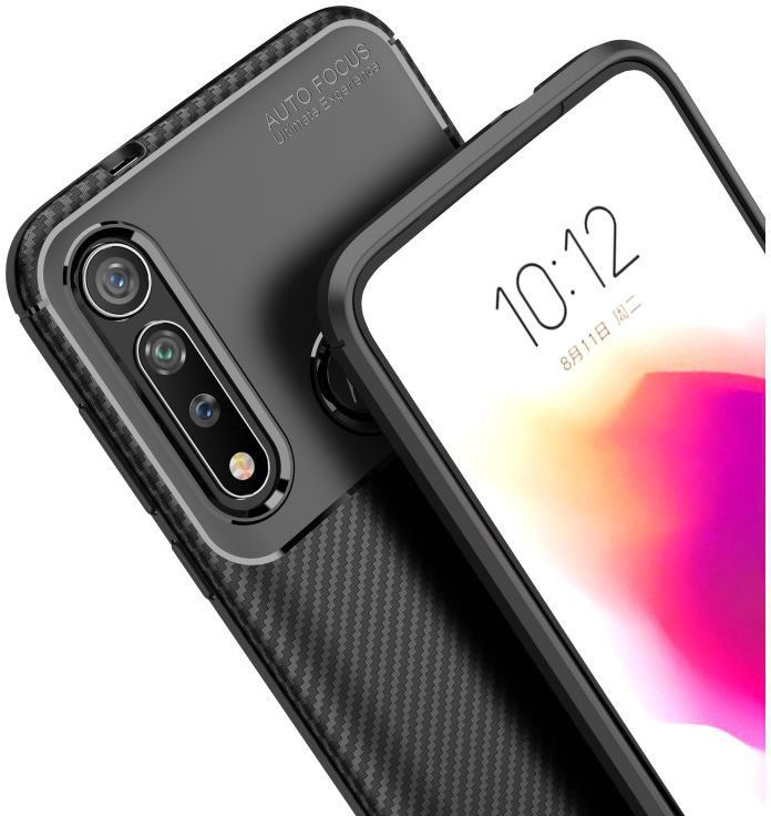 Motorola Moto G8 Plus Siliconen Carbon Hoesje Zwart afbeelding 5