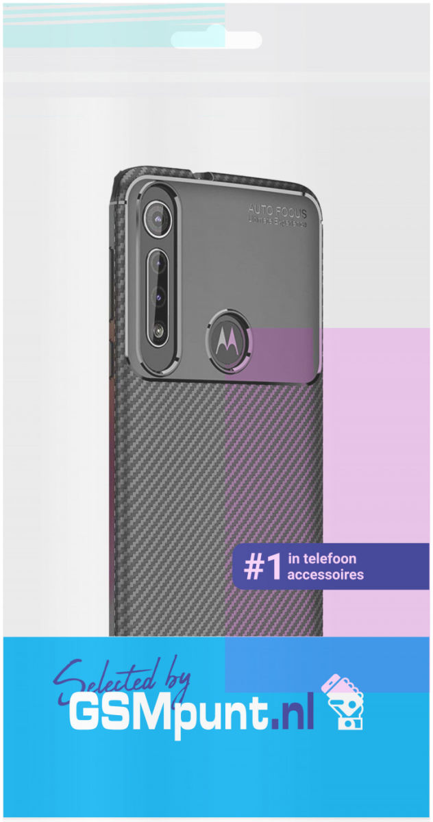 Motorola One Macro Siliconen Carbon Hoesje Zwart afbeelding 4