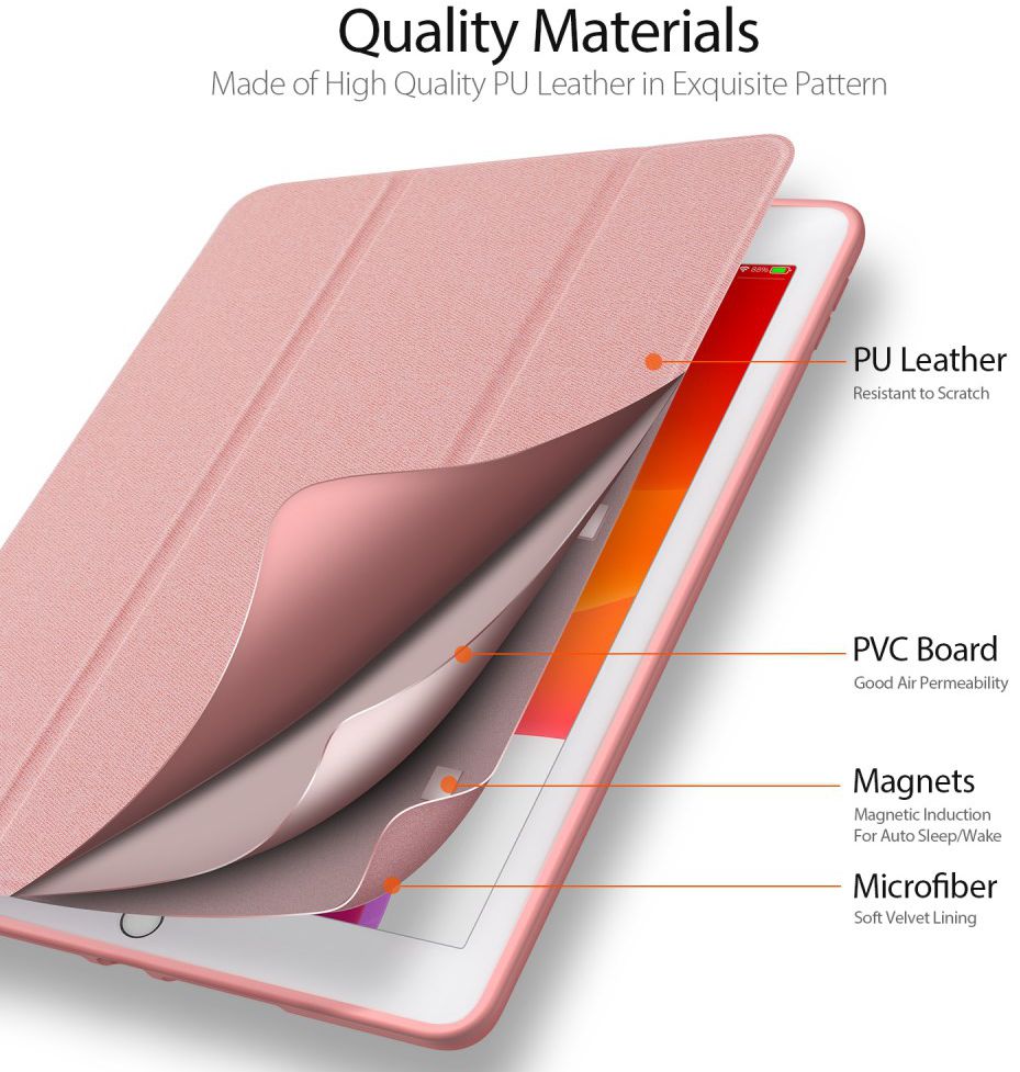 Dux Ducis Apple iPad 10.2 2019 / 2020 / 2021 Tri-fold Hoes Roze Goud afbeelding 2