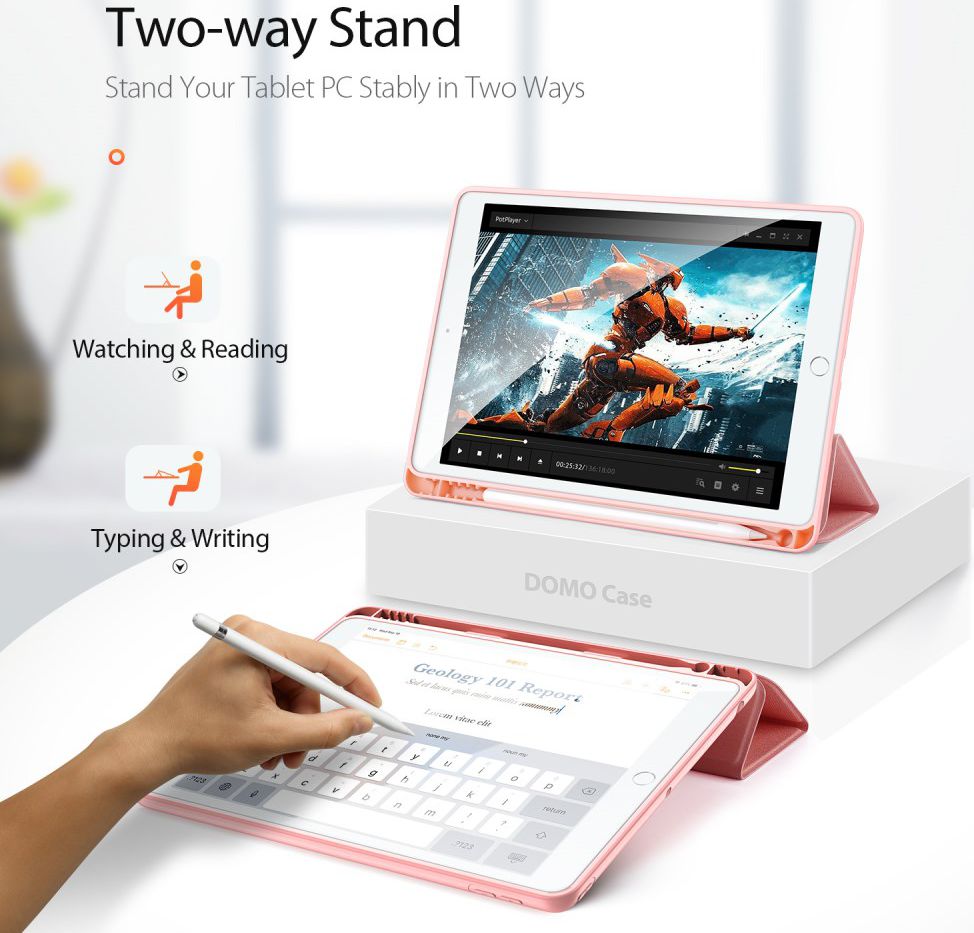 Dux Ducis Apple iPad 10.2 2019 / 2020 / 2021 Tri-fold Hoes Roze Goud afbeelding 6