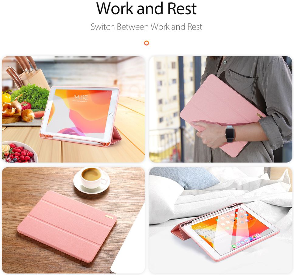 Dux Ducis Apple iPad 10.2 2019 / 2020 / 2021 Tri-fold Hoes Roze Goud afbeelding 9