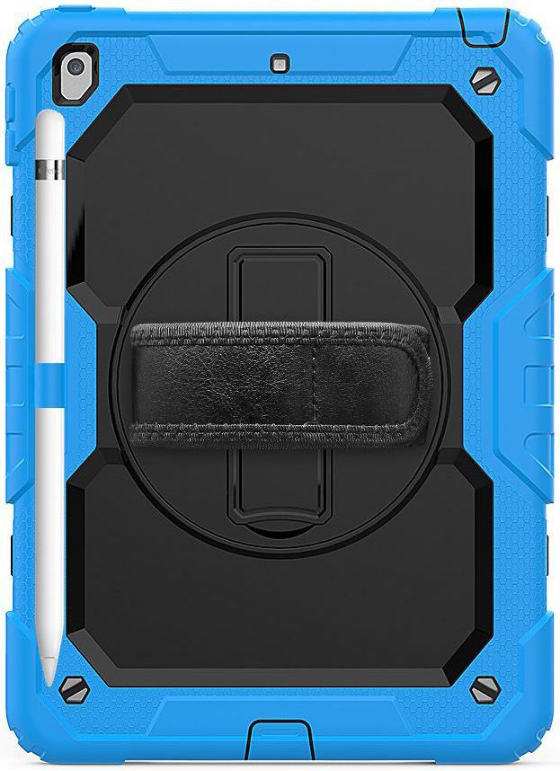 iPad 10.2 2019 / 2020 / 2021 Hoesje met Verstelbare Handriem Blauw afbeelding 7