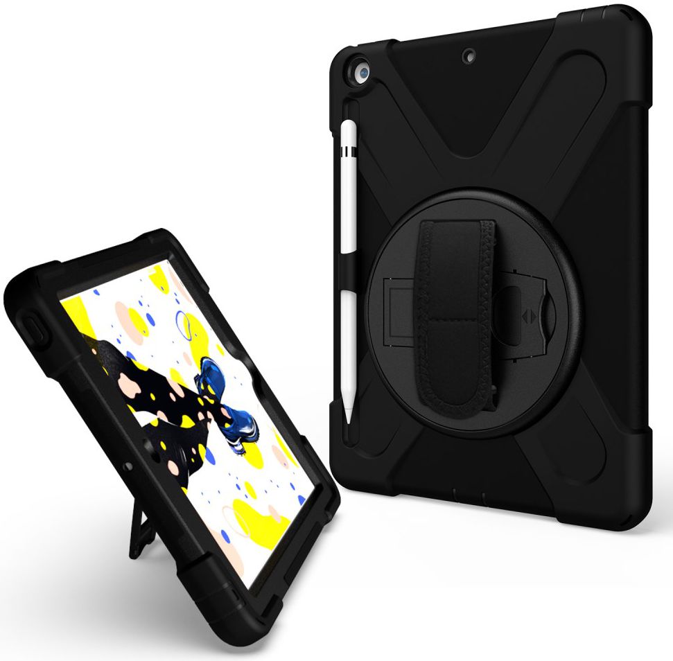 Apple iPad 10.2 (2019) Hybride Kickstand Hoesje met Handriem Zwart afbeelding 8