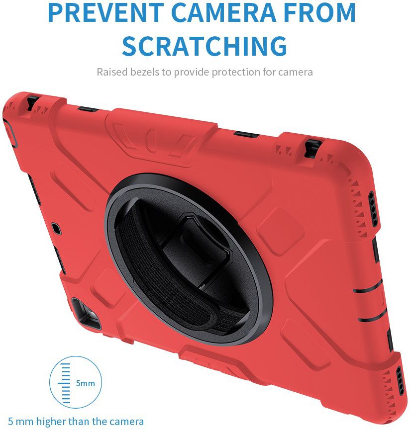 Apple iPad 10.2 2019 / 2020 / 2021 Hybride Hoesje met Handriem Rood afbeelding 13