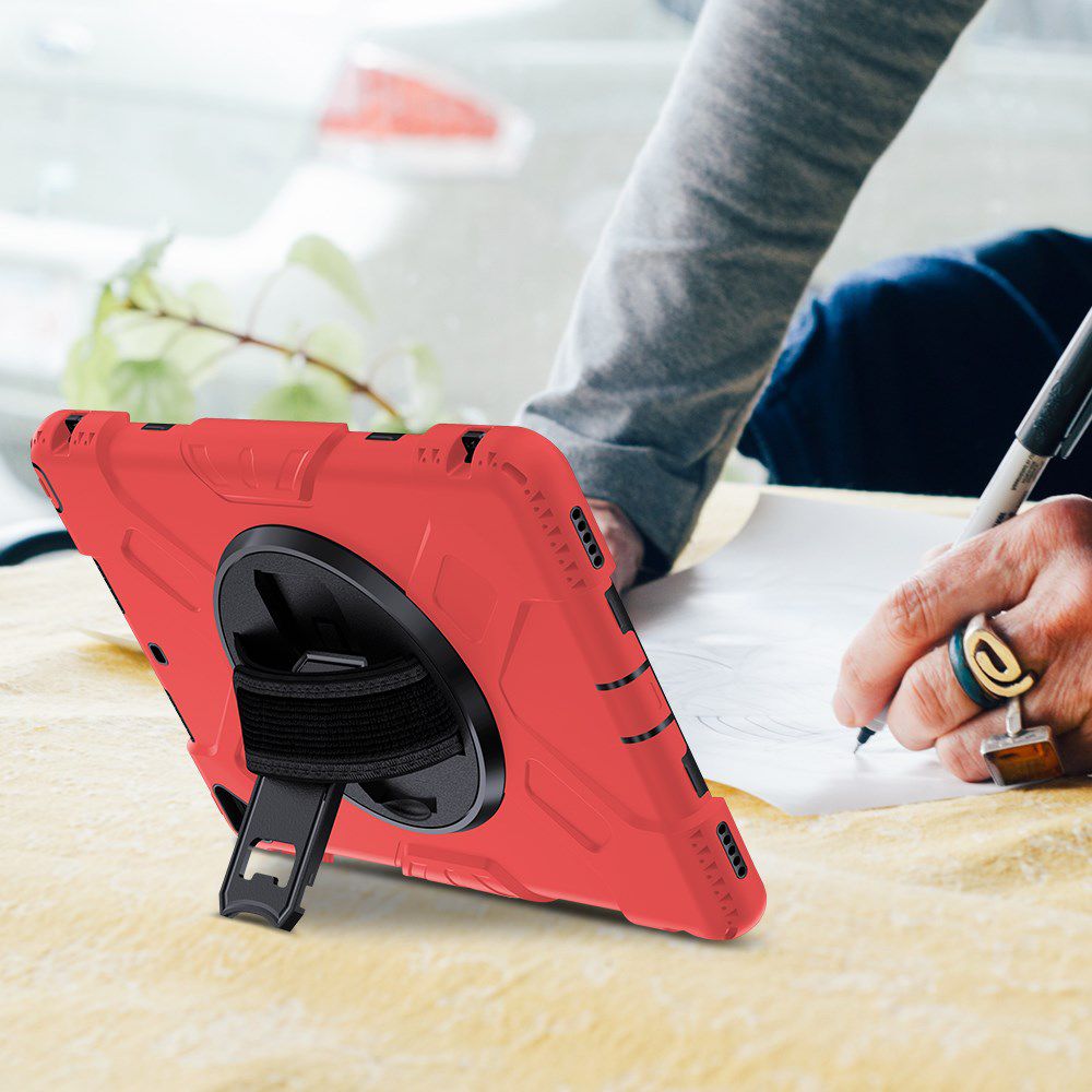 Apple iPad 10.2 2019 / 2020 / 2021 Hybride Hoesje met Handriem Rood afbeelding 16