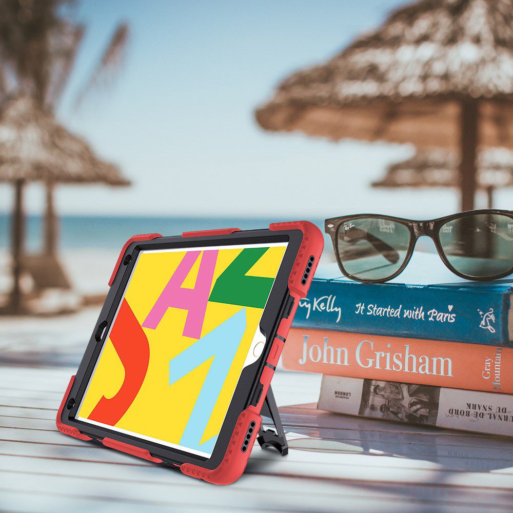 Apple iPad 10.2 2019 / 2020 / 2021 Hybride Hoesje met Handriem Rood afbeelding 17