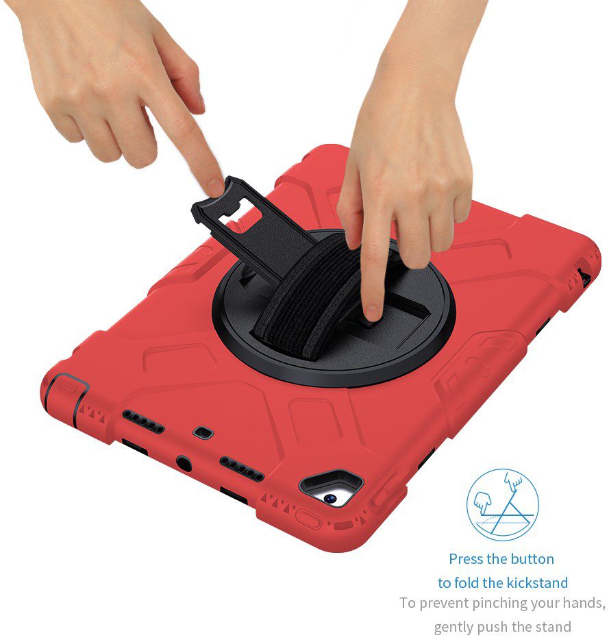 Apple iPad 10.2 2019 / 2020 / 2021 Hybride Hoesje met Handriem Rood afbeelding 20