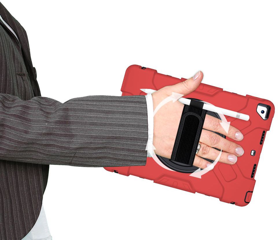 Apple iPad 10.2 2019 / 2020 / 2021 Hybride Hoesje met Handriem Rood afbeelding 21