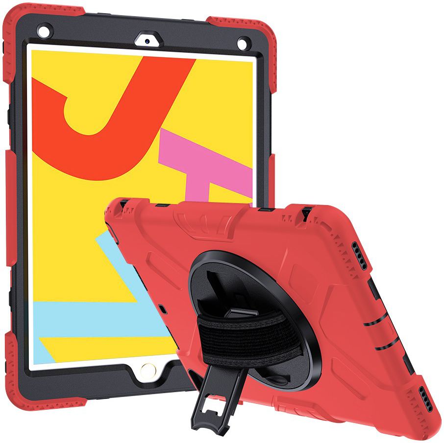 Apple iPad 10.2 2019 / 2020 / 2021 Hybride Hoesje met Handriem Rood afbeelding 24