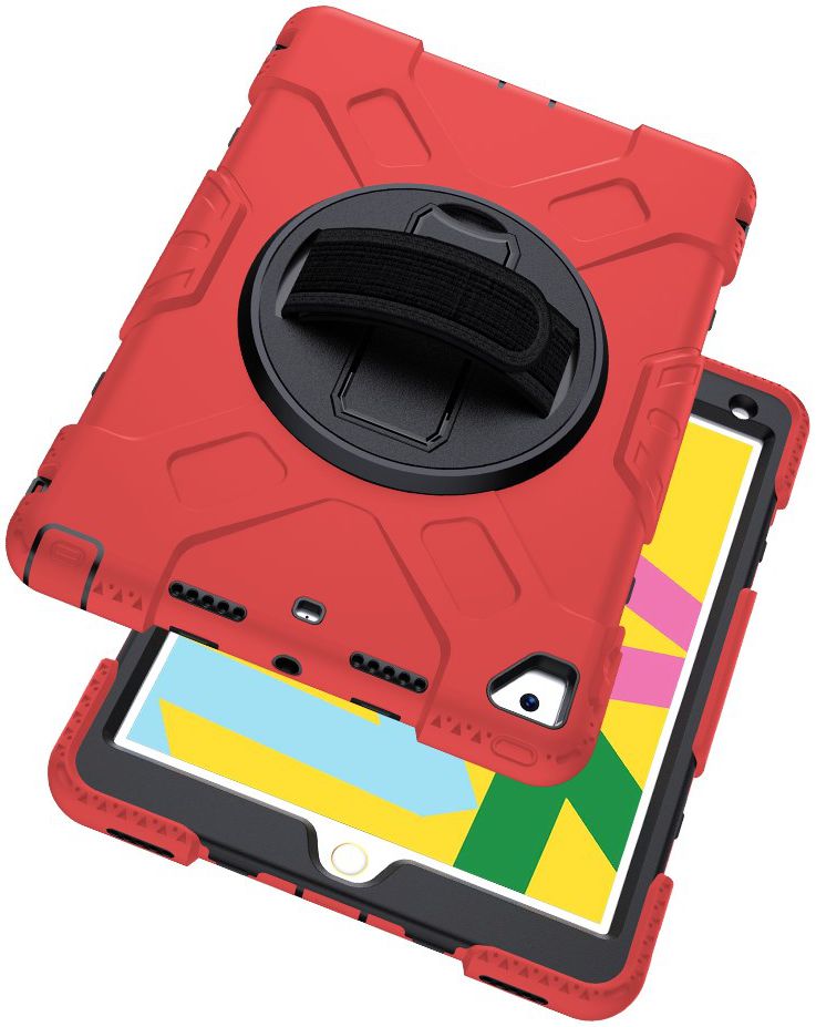 Apple iPad 10.2 2019 / 2020 / 2021 Hybride Hoesje met Handriem Rood afbeelding 26
