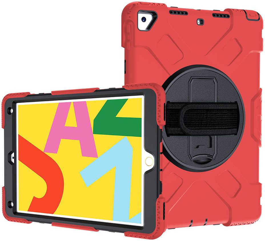 Apple iPad 10.2 2019 / 2020 / 2021 Hybride Hoesje met Handriem Rood afbeelding 29