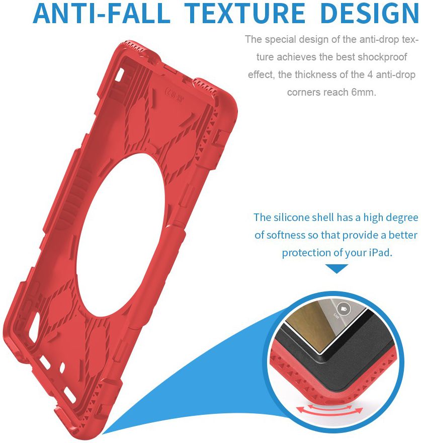 Apple iPad 10.2 2019 / 2020 / 2021 Hybride Hoesje met Handriem Rood afbeelding 7