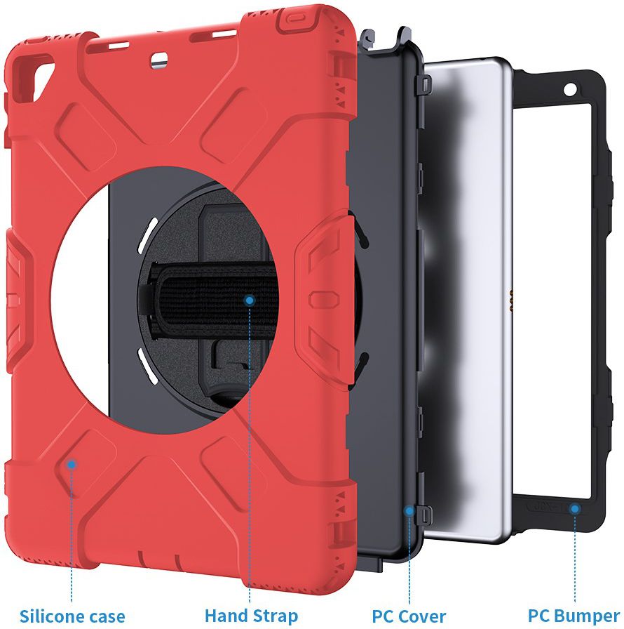Apple iPad 10.2 2019 / 2020 / 2021 Hybride Hoesje met Handriem Rood afbeelding 9