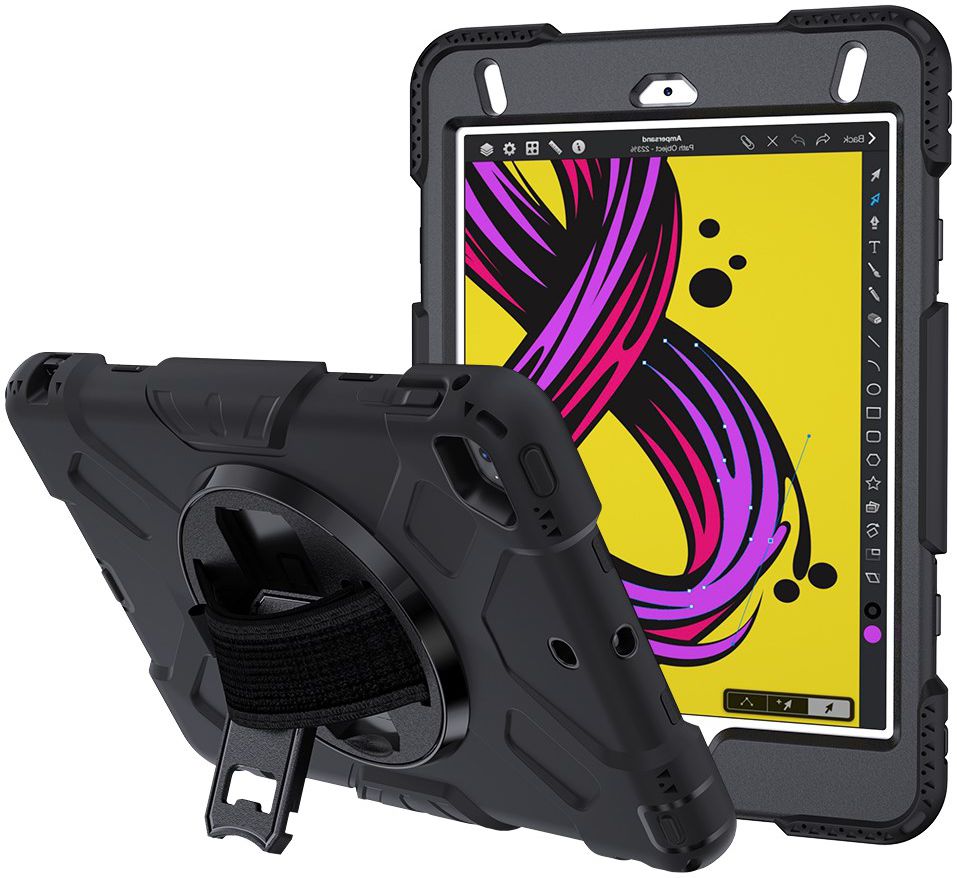 Apple iPad Mini 4 / Mini 2019 Hybride Stand Hoesje met Handriem Zwart afbeelding 16