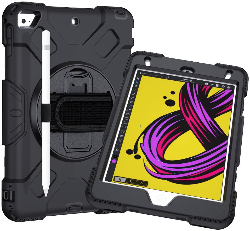 Apple iPad Mini 4 / Mini 2019 Hybride Stand Hoesje met Handriem Zwart afbeelding 20