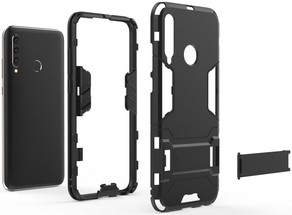 Honor 20 Lite Hybride Hoesje met Standaard Zwart afbeelding 2