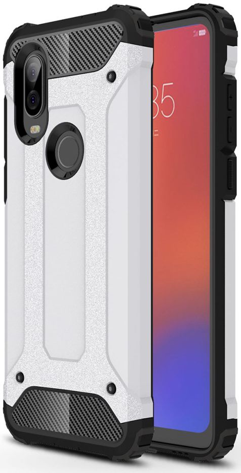 Motorola Moto P40 Action Schokbestendig Hybride Hoesje Wit afbeelding 1