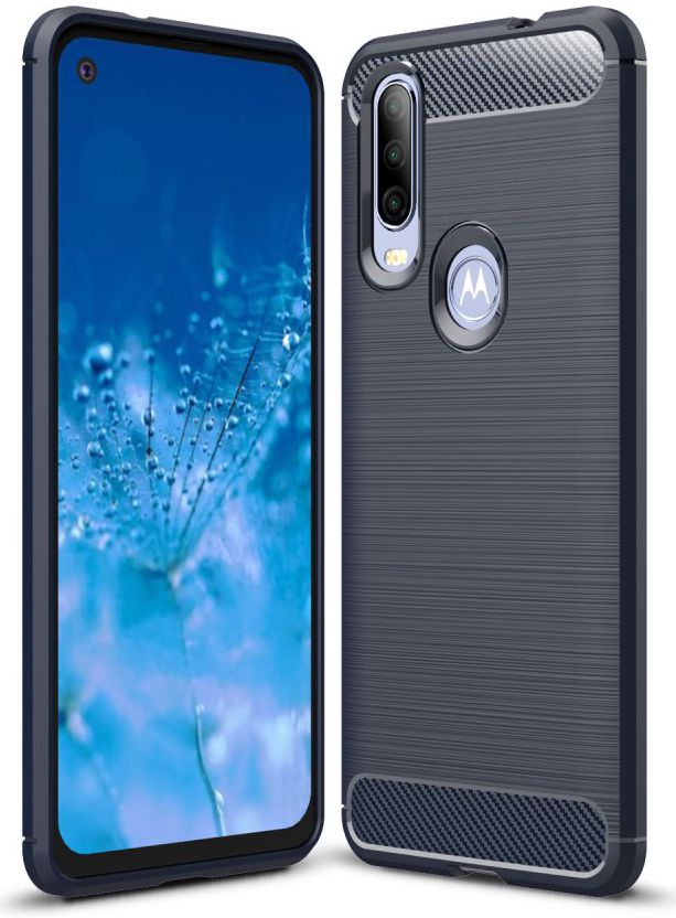 Motorola One Action Geborsteld TPU Hoesje Blauw afbeelding 1
