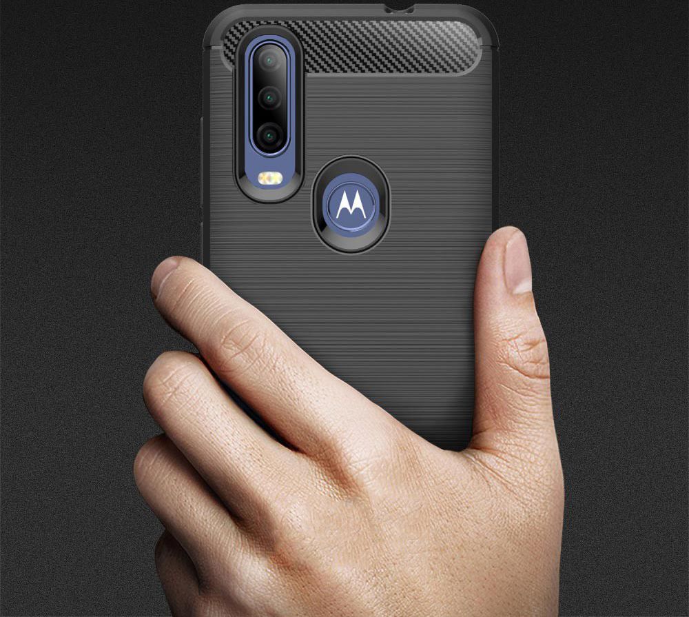 Motorola One Action Geborsteld TPU Hoesje Blauw afbeelding 8