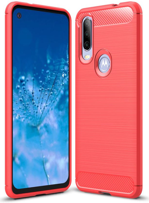 Motorola One Action Geborsteld TPU Hoesje Rood afbeelding 1