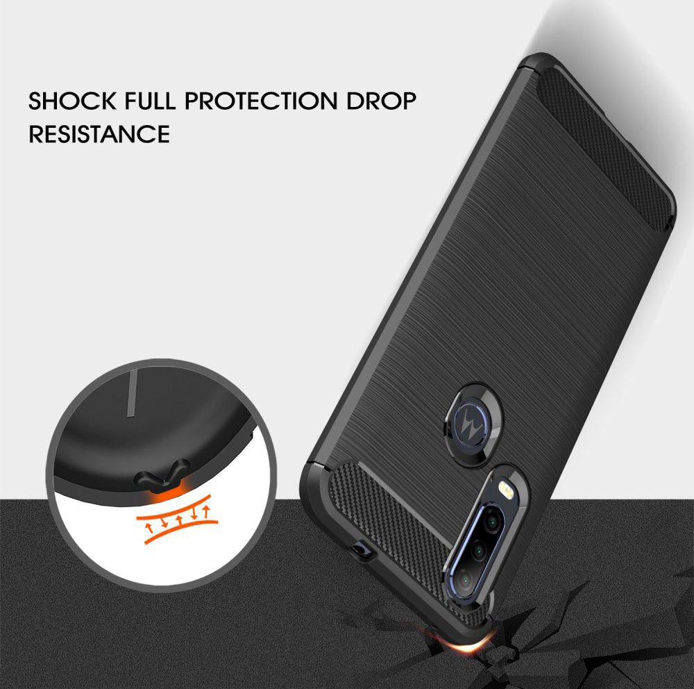 Motorola One Action Geborsteld TPU Hoesje Rood afbeelding 7