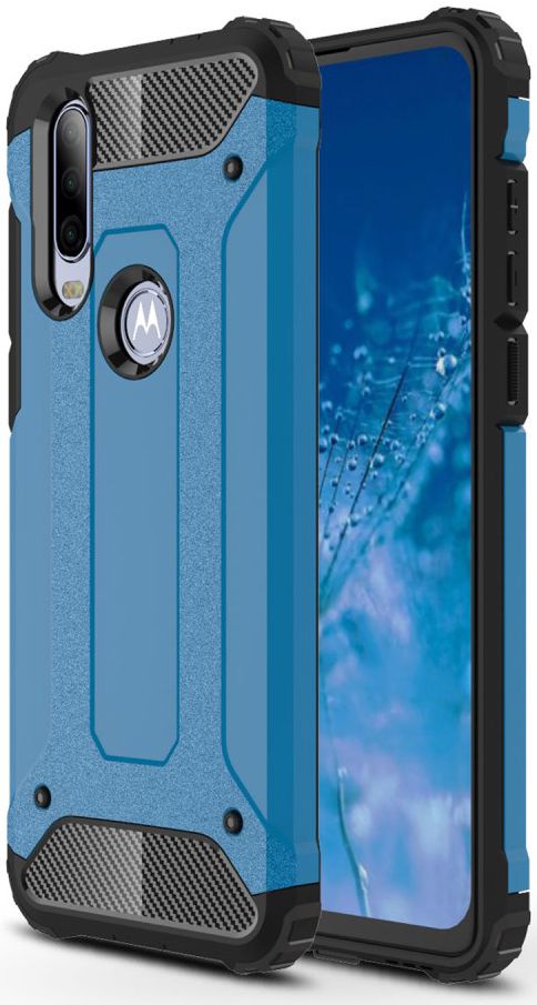 Motorola One Action Schokbestendig Hybride Hoesje Blauw afbeelding 1