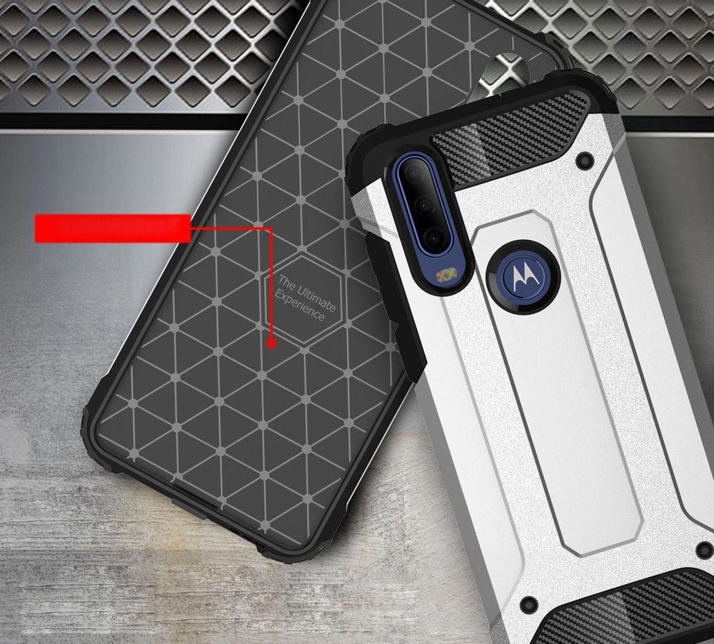 Motorola One Action Schokbestendig Hybride Hoesje Blauw afbeelding 2