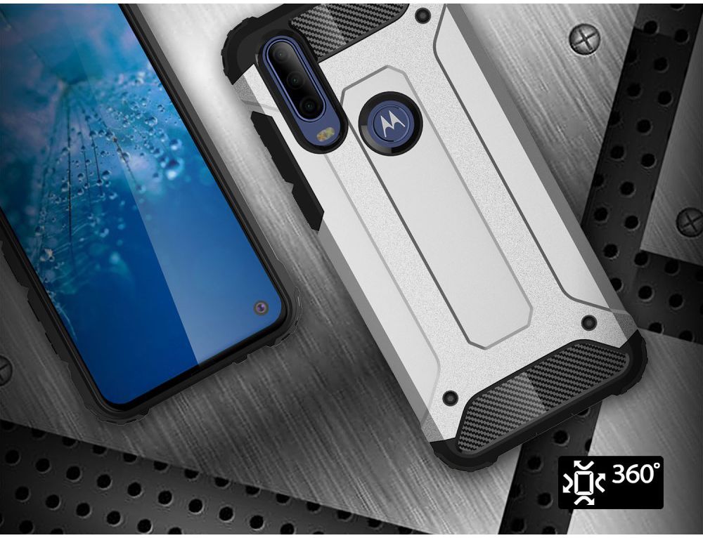 Motorola One Action Schokbestendig Hybride Hoesje Blauw afbeelding 8