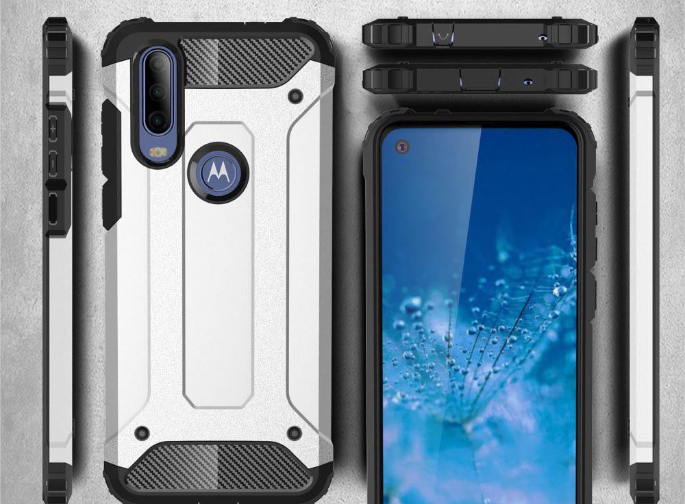 Motorola One Action Schokbestendig Hybride Hoesje Blauw afbeelding 10
