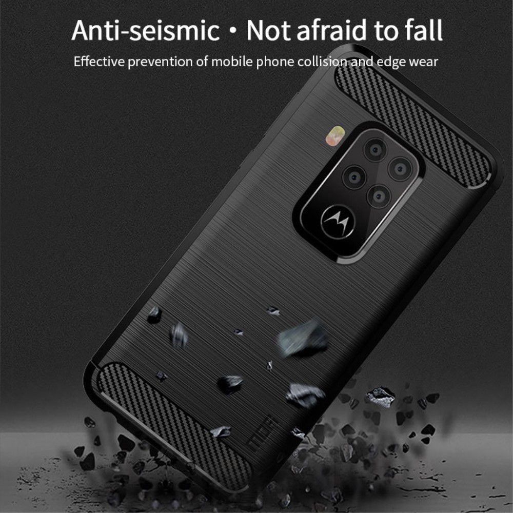 Motorola One Zoom Geborsteld TPU Hoesje Zwart afbeelding 2