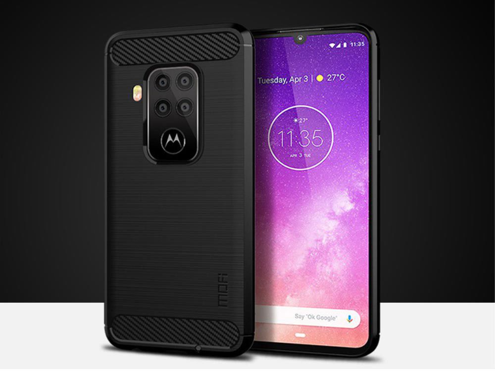 Motorola One Zoom Geborsteld TPU Hoesje Zwart afbeelding 5