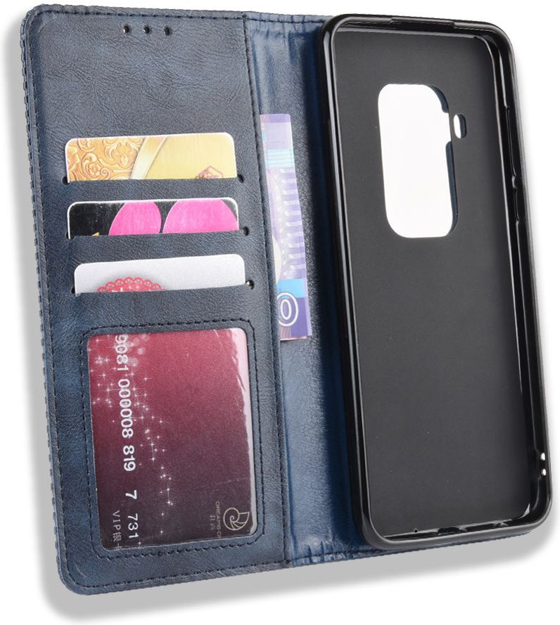 Motorola One Zoom Vintage Portemonnee Hoesje Blauw afbeelding 3
